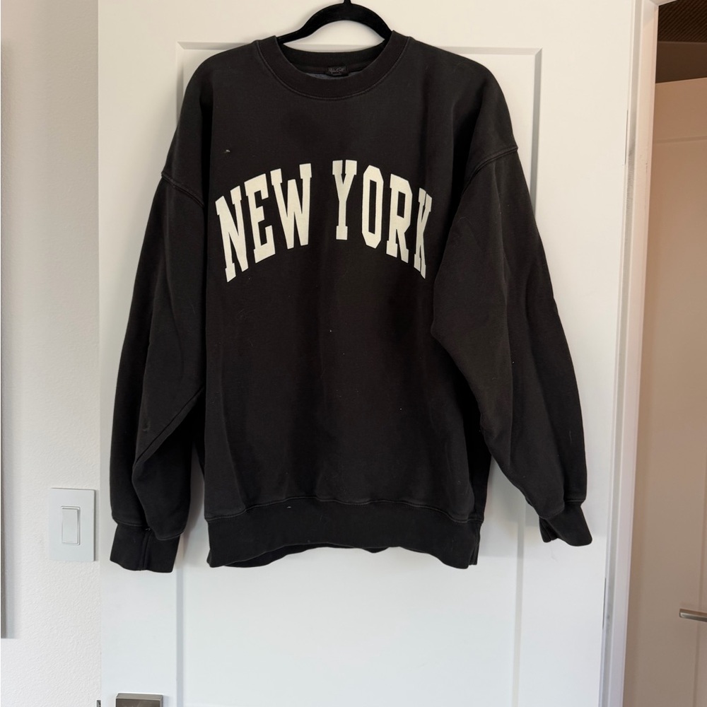 Brandy Melville Black Crewneck Sweatshirt with White "NEW YORK" Lettering